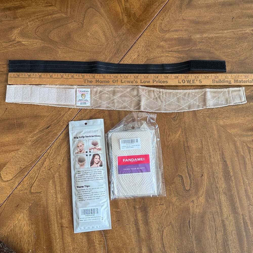 Set of 2 scarf & wig grip Dreamlover Nude + Fandemi Wig Cap set of 3 NWT
